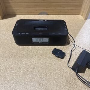 Memorex AM/FM Clock Radio iPod Dock w Remote SRS WOW Tested Works